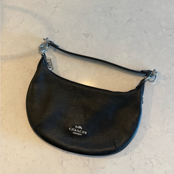 Coach Handbags - Coach Pebbled Black Leather Shoulder Bag | Peyton Bag